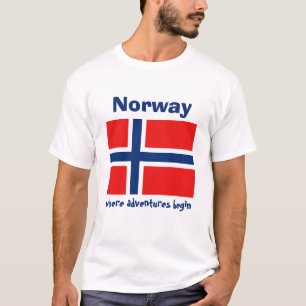 Drapeau de la Norvège + Carte + T-shirt des texte