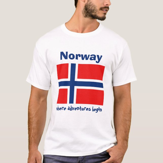 Drapeau de la Norvège + Carte + T-shirt des textes (Devant)