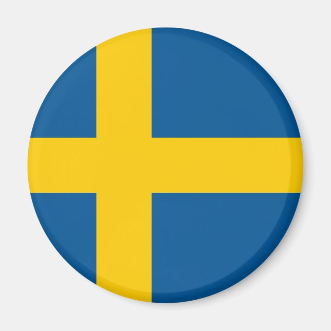 Drapeau de la Suède Magnet rond (Devant)