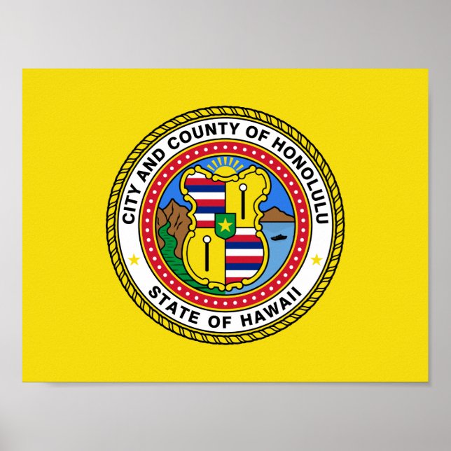 Drapeau de la ville de Honolulu, Hawaii Poster (Devant)