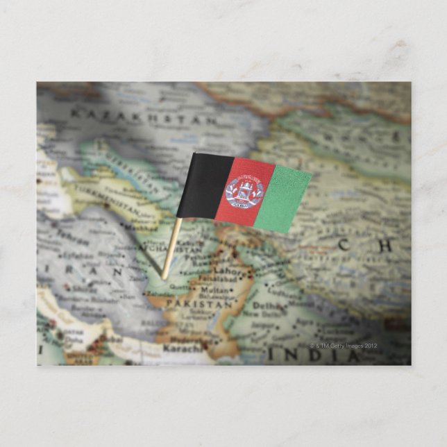 Drapeau de l'Afghanistan dans la carte (Devant)