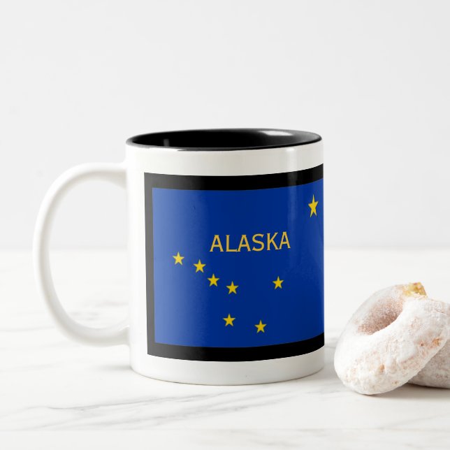 Drapeau de l'état de l'Alaska Mug à deux tons par  (Avec donut)