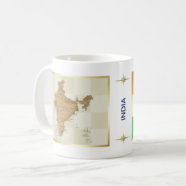Drapeau de l'Inde + Tasse de carte (Devant gauche)