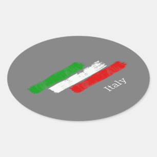 Drapeau de l'Italie.brush strokes. Sticker rectang