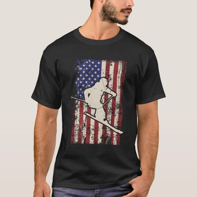 Drapeau de l'Usa Tshirt à manches longues Ski Tee  (Devant)