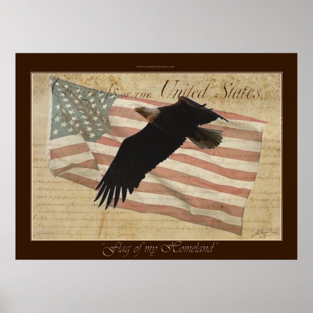 DRAPEAU DE MA MAISON ~Bald Eagle US Affiche du dra (Devant)