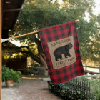 Bear Family Cabine Red Buffalo Plaid Burlap