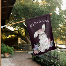 Beau lapin blanc - Floral printemps heureux