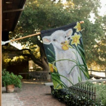 Lamb bébé et jonquilles de printemps Aquarelle Art