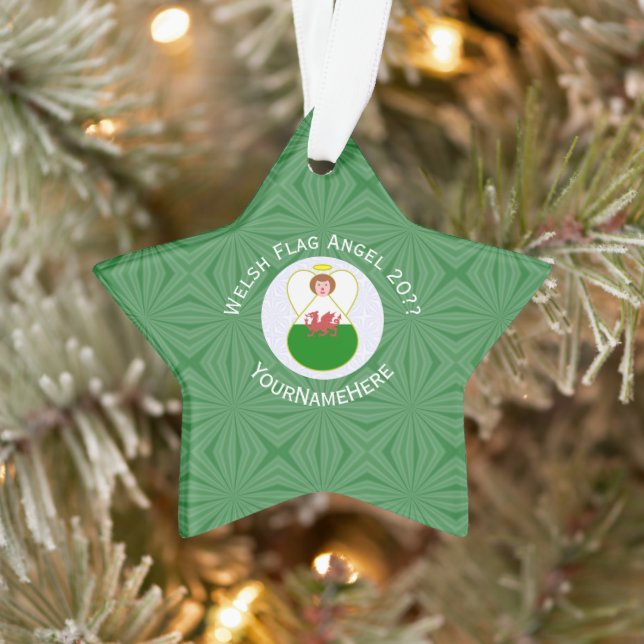 Drapeau de Noël Welsh Angel Personnalisé (Arbre)