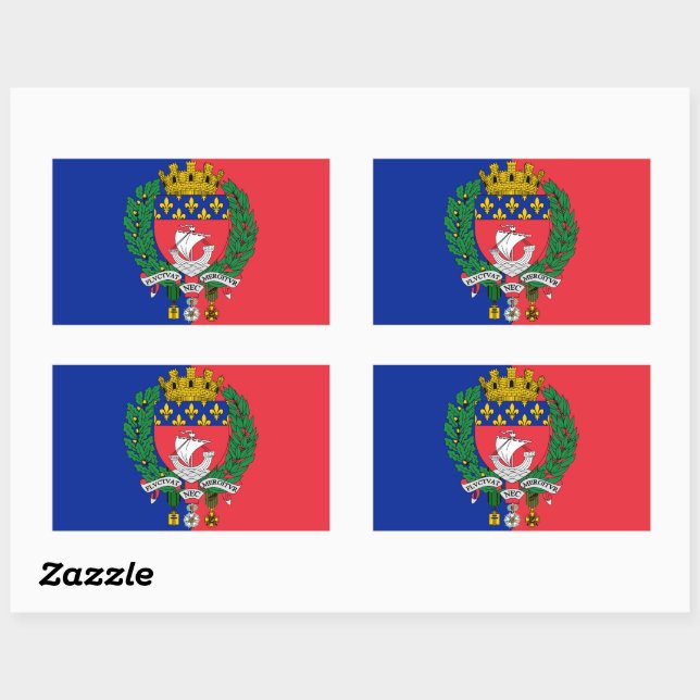 Drapeau de Paris, France Sticker rectangulaire (Feuille)