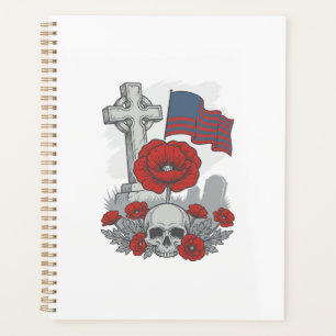 Drapeau de pavot commémoratif Croix Gravure Vintag