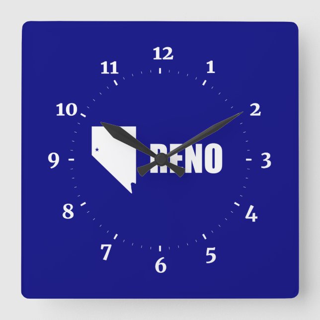 Drapeau de Reno, Nevada Carré Mur Horloge (Recto)