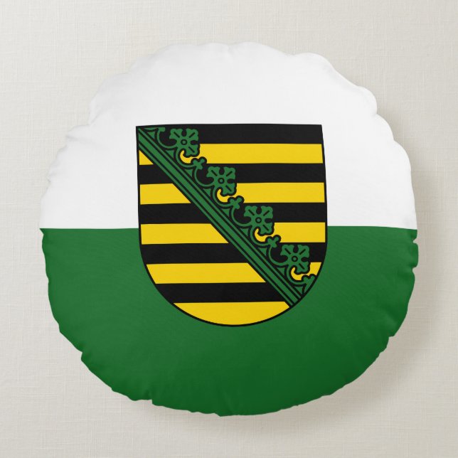 Drapeau de Saxe Coussin rond (Devant)