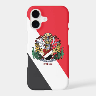 Drapeau de Sealand, avec armoiries superposées