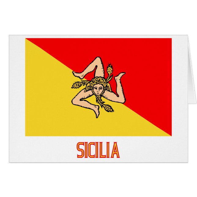 Drapeau de Sicilia avec le nom (Devant horizontal)