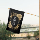 Drapeau de signalisation ouvert Fleurs Noir Or Mod