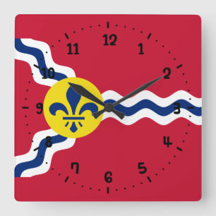 Drapeau de St. Louis, Missouri Carré Horloge mural