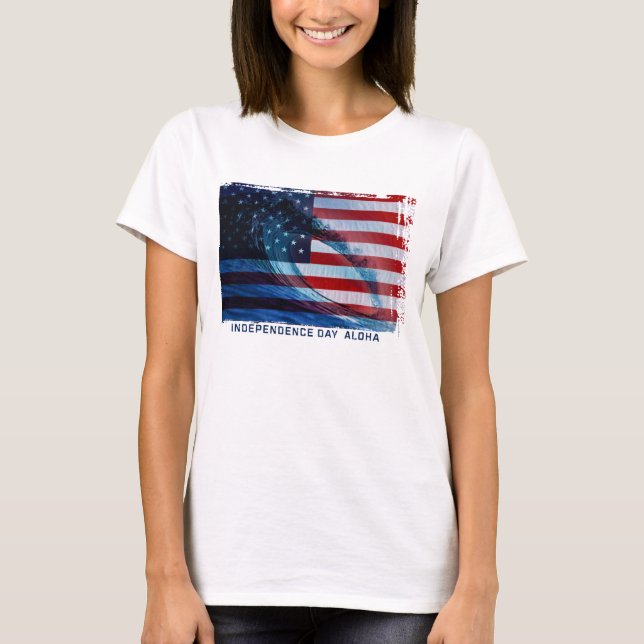 Drapeau de vague USA Dames T-Shirts (Devant)
