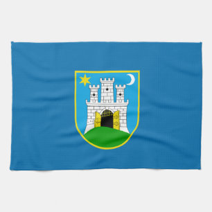 Drapeau de Zagreb, Croatie Serviette de cuisine