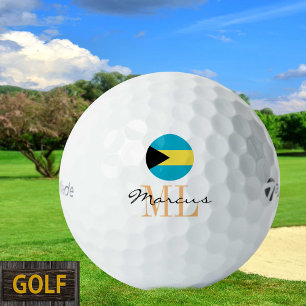Drapeau des Bahamas et balles de golf des Bahamas