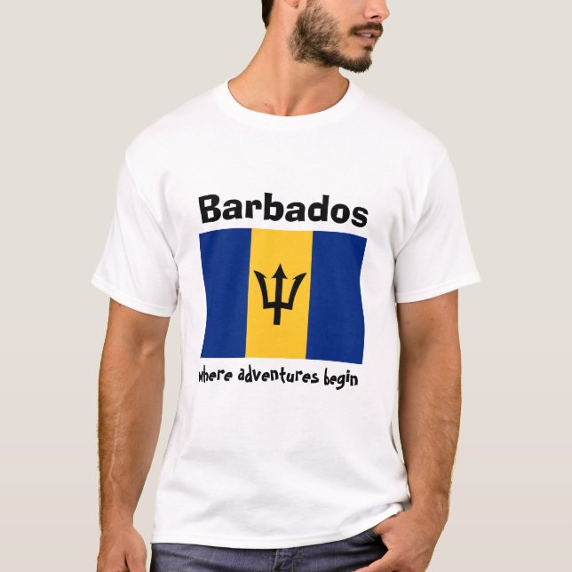 Drapeau des Barbade + Carte + T-shirt des textes (Devant)