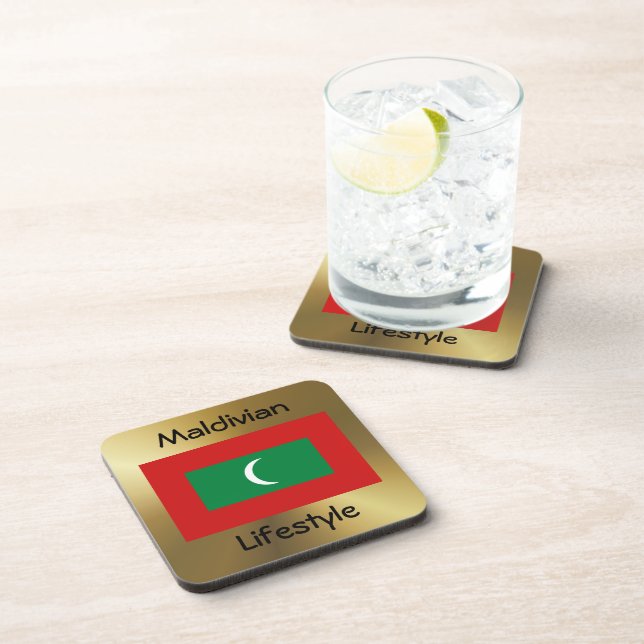 Drapeau des Maldives + Dessous de verre texte (Côté Droit)