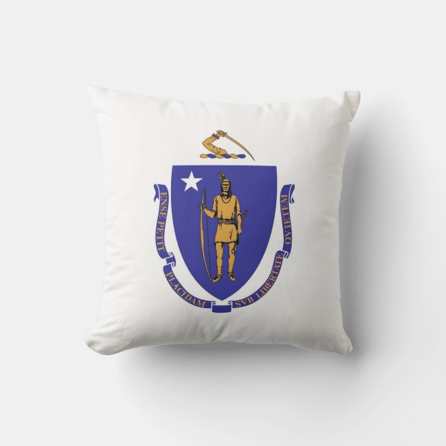 Drapeau d'Etat du Massachusetts Coussin américain  (Recto)
