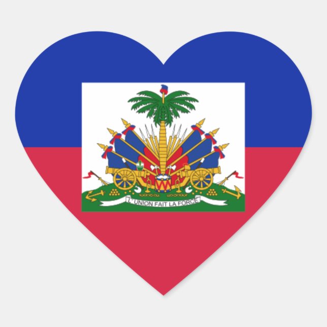 Drapeau d'Haïti - Flag of Haiti Heart Sticker (Front)