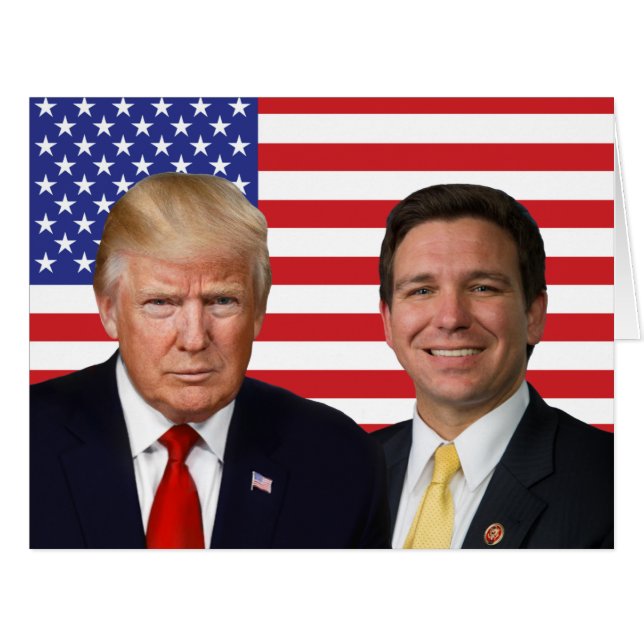 Drapeau Donald Trump, Ron DeSantis et États-Unis (Devant horizontal)