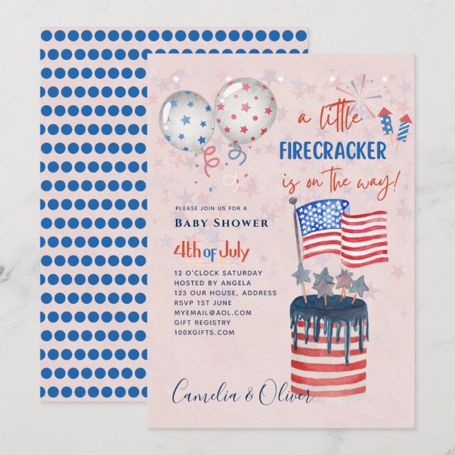 Drapeau du BABY SHOWER INVITATION Firecracker (Devant / Derrière)