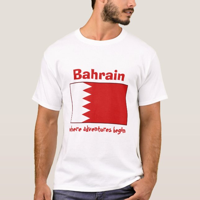 Drapeau du Bahrain + Carte + T-shirt des textes (Devant)