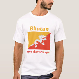 Drapeau du Bhutan + Carte + T-shirt des textes