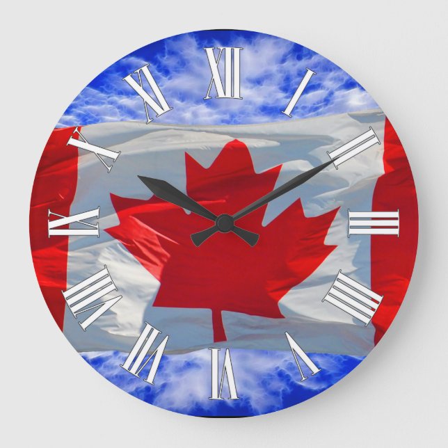 Drapeau du Canada et Sky Fière horloge murale patr (Recto)