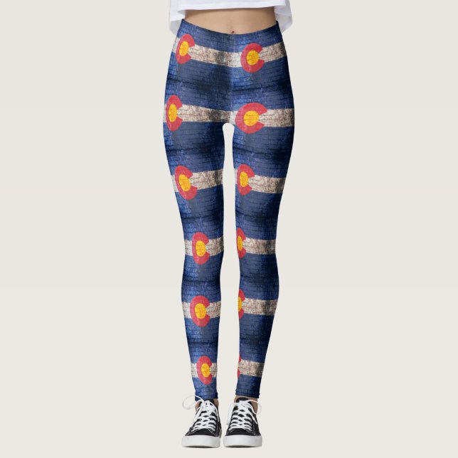 Drapeau du Colorado en brique motif leggings (Devant)