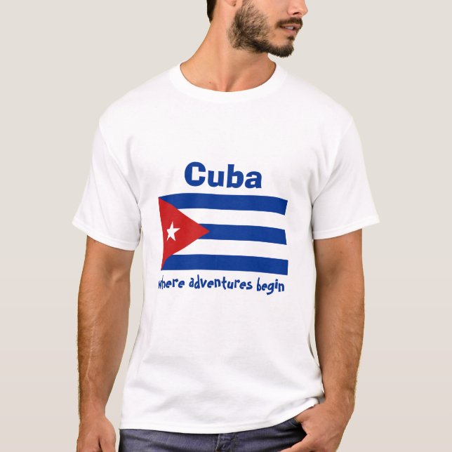 Drapeau du Cuba + Carte + T-shirt des textes (Devant)