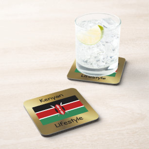 Drapeau du Kenya + Dessous de verre texte