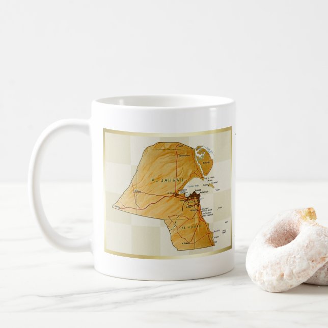 Drapeau du Kowéit + Tasse de carte (Avec donut)