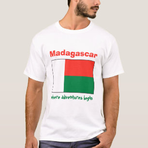 Drapeau du Madagascar + Carte + T-shirt des textes