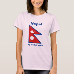 Drapeau du Népal + Carte + T-shirt des textes