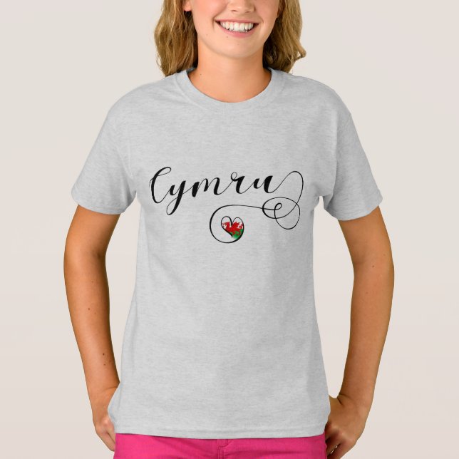 Drapeau Du Pays De Galles De Cymru En T-shirt Coeu (Devant)