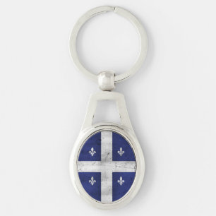 Drapeau du Québec style grunge érodé Keychain