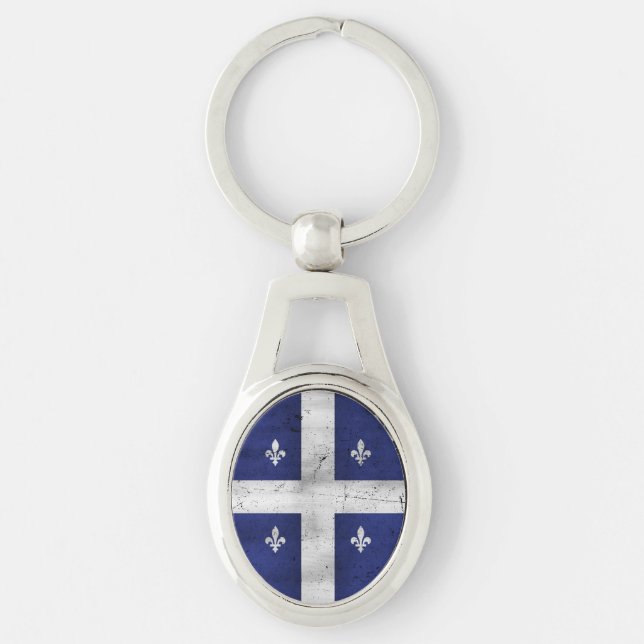 Drapeau du Québec style grunge érodé Keychain (Front)