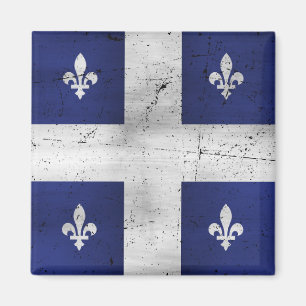 Drapeau du Québec style grunge érodé Magnet