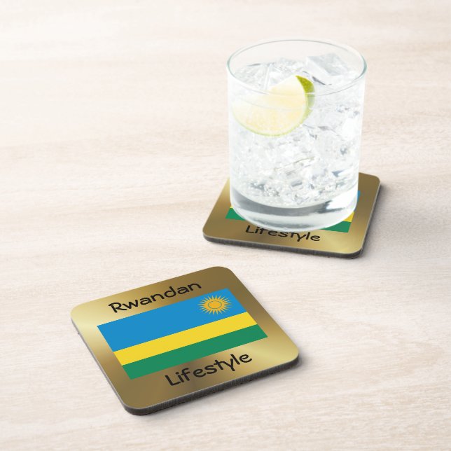 Drapeau du Rwanda + Dessous de verre texte (Côté Droit)