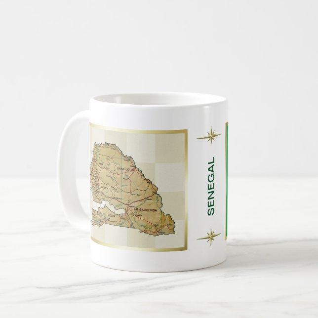 Drapeau du Sénégal + Tasse de carte (Devant gauche)