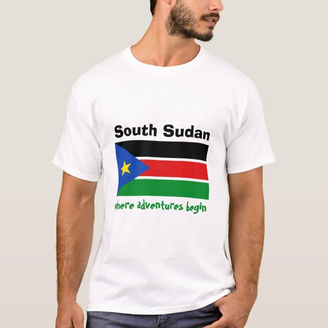 Drapeau du sud du Soudan + Carte + T-shirt des (Devant)