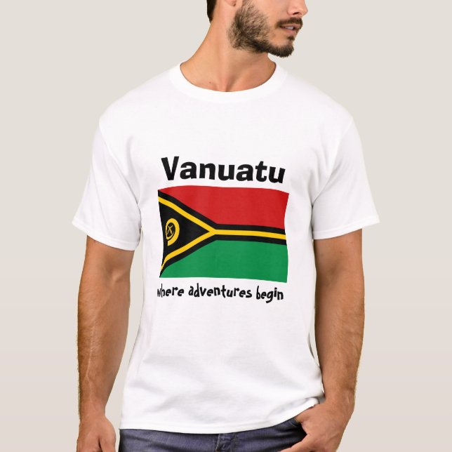 Drapeau du Vanuatu + Carte + T-shirt des textes (Devant)