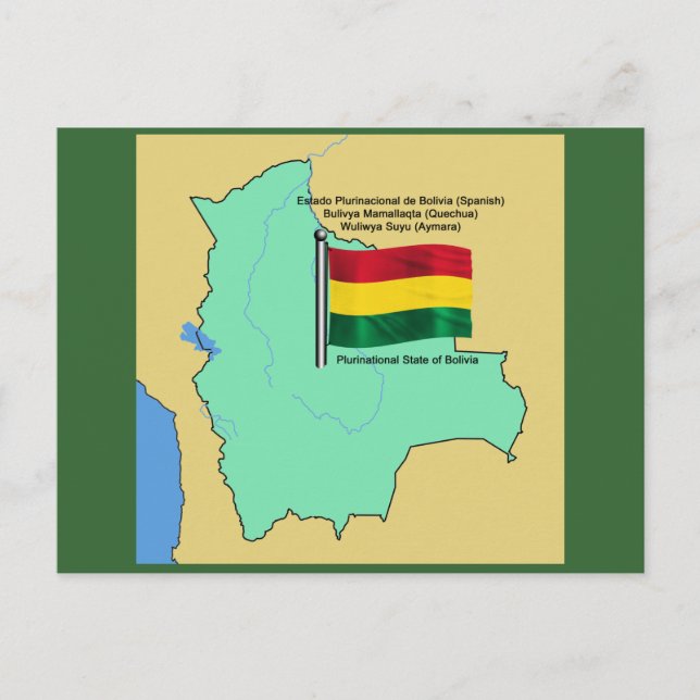 Drapeau et carte de la Bolivie (Devant)