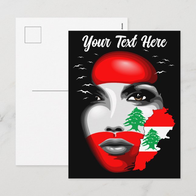 Drapeau et carte du Liban sur le visage de la fill (Devant / Derrière)